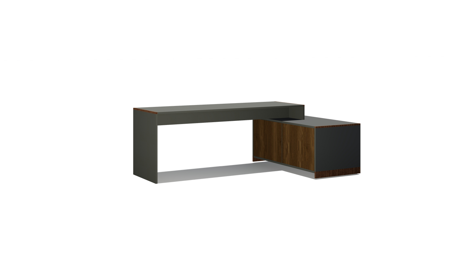 Desk with 2 Shutters Under Desk Storage Cabinet