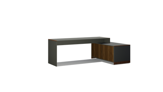 Desk with 2 Shutters Under Desk Storage Cabinet